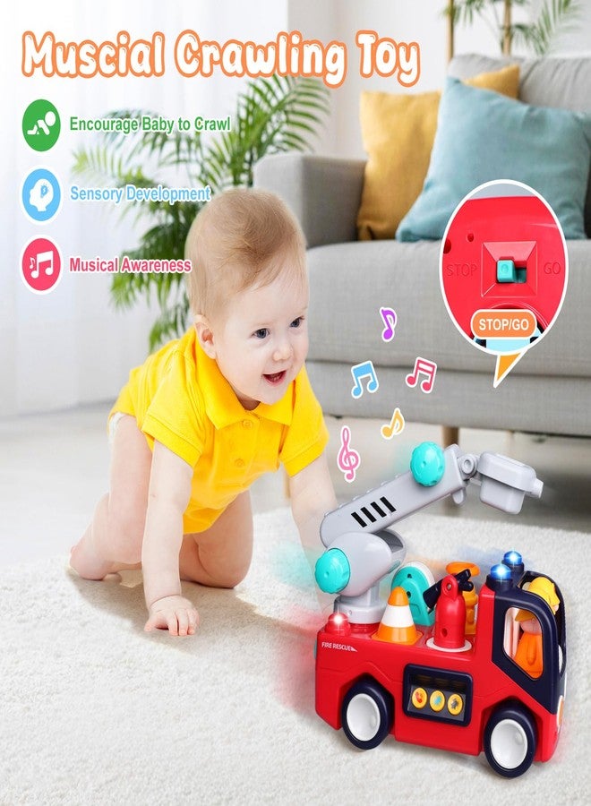 Yunaking Fire Truck Toys for 2 Year Old Boys Girls Montessori Early Educational Learning Toy with Firefighting Tools Baby Push Cars for 2 3 Year Old Boy Birthday Gifts with Sound Lights Effect - Image 4